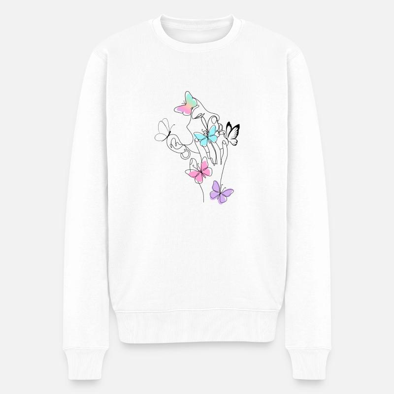 Silhouette visage papillon - Pull Premium bio Homme - blanc