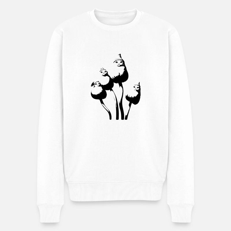 Chats champignons avec chapeaux - Pull Premium bio Homme - blanc