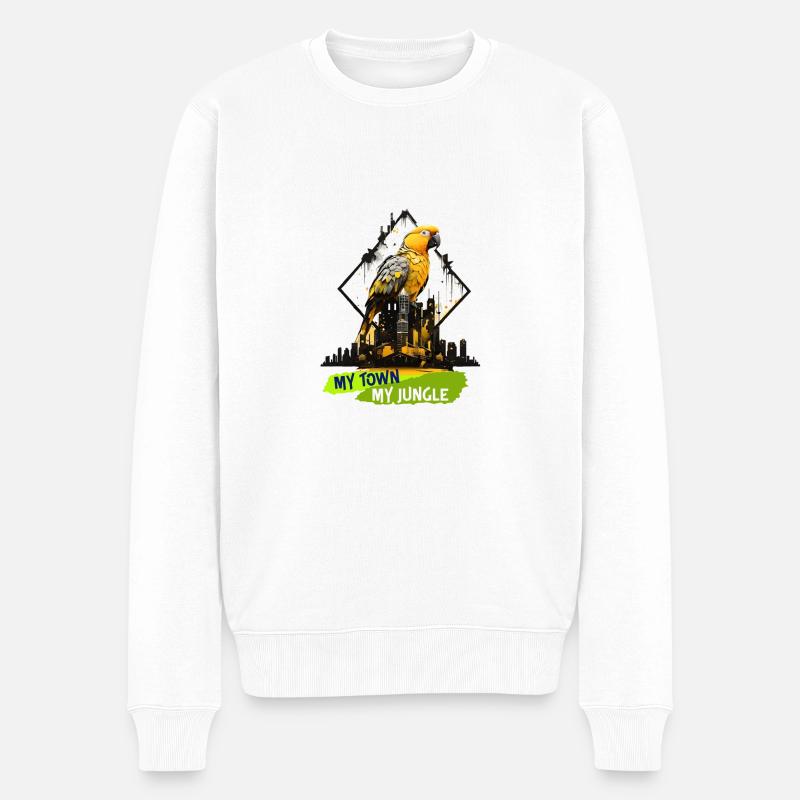 my town, my jungle - Männer Premium Bio Pullover - Weiß