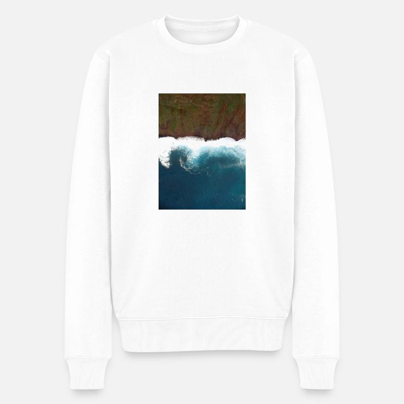 Steilküste am Meer - Männer Premium Bio Pullover - Weiß