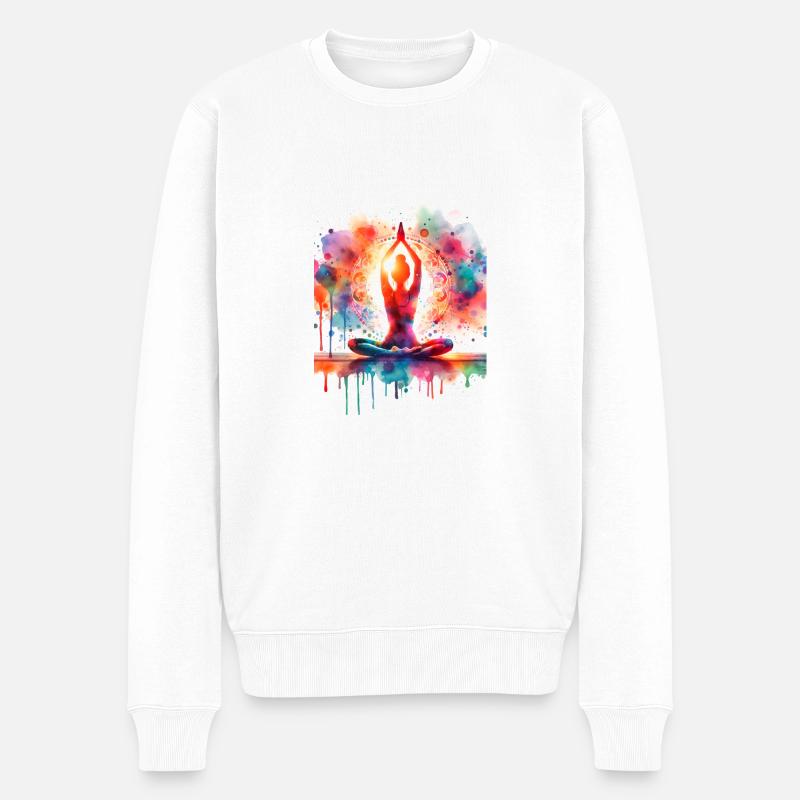 Yoga-Übung - Männer Premium Bio Pullover - Weiß