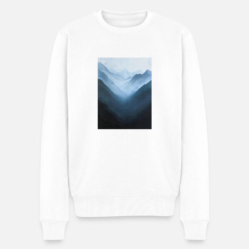 Poster Canvas Mountain 42 - Männer Premium Bio Pullover - Weiß