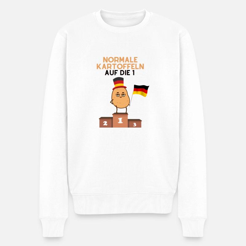 Normale Kartoffeln auf die Eins 1 - Männer Premium Bio Pullover - Weiß