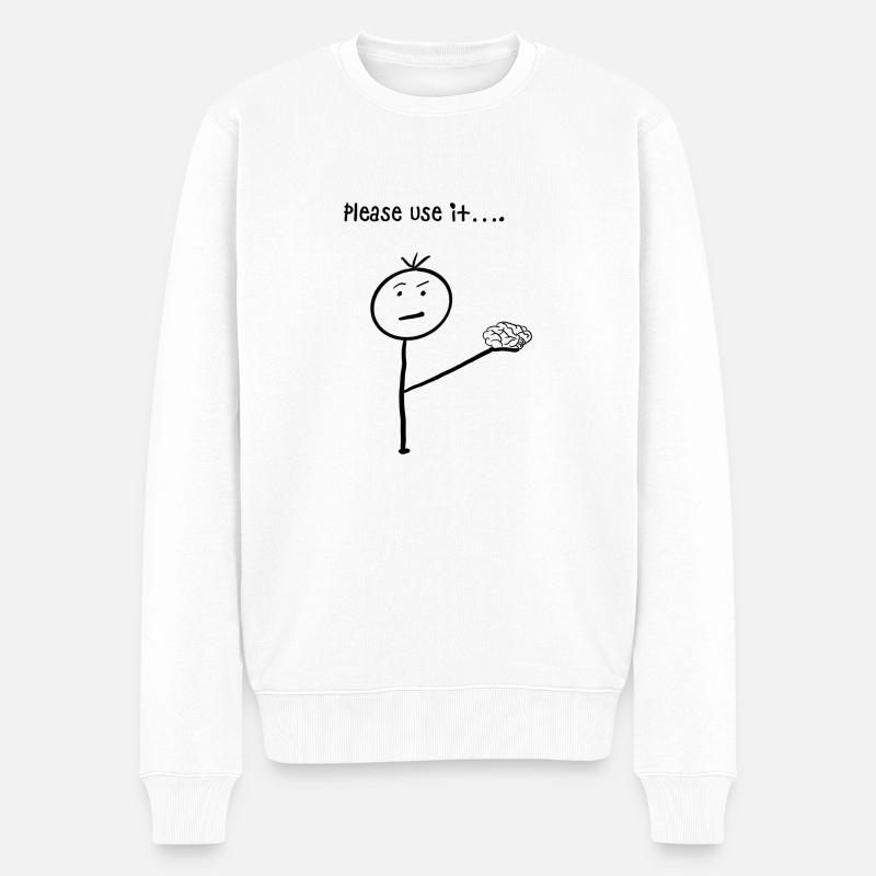 Bitte benutzen Sie es… (schwarz) - Männer Premium Bio Pullover - Weiß