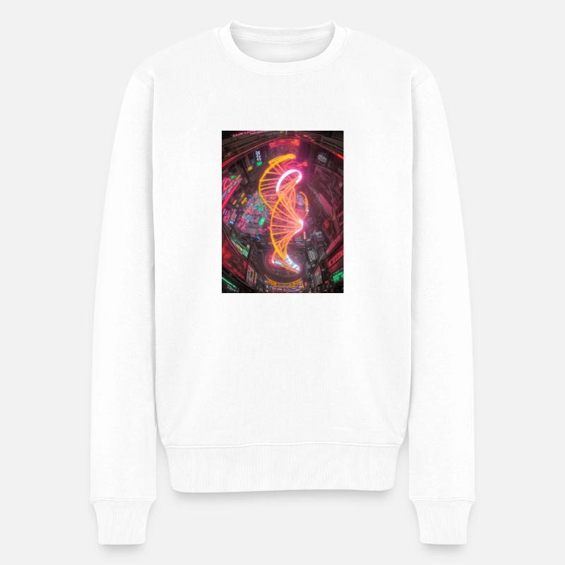 Neon-Stadt Neon City - Männer Premium Bio Pullover - Weiß