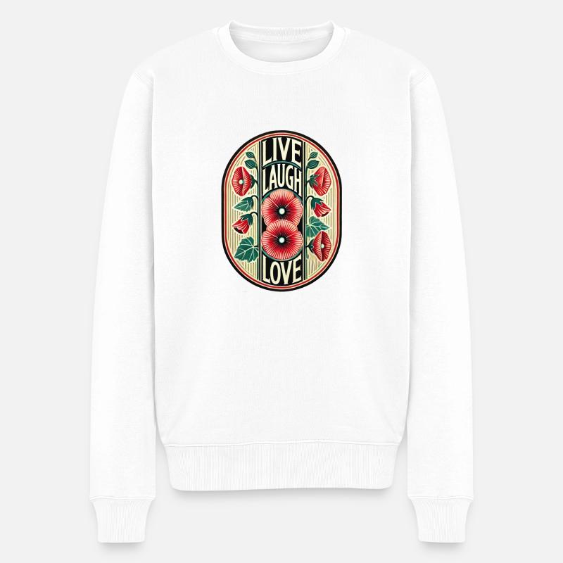 Lebe, Lachen, Liebe - Männer Premium Bio Pullover - Weiß