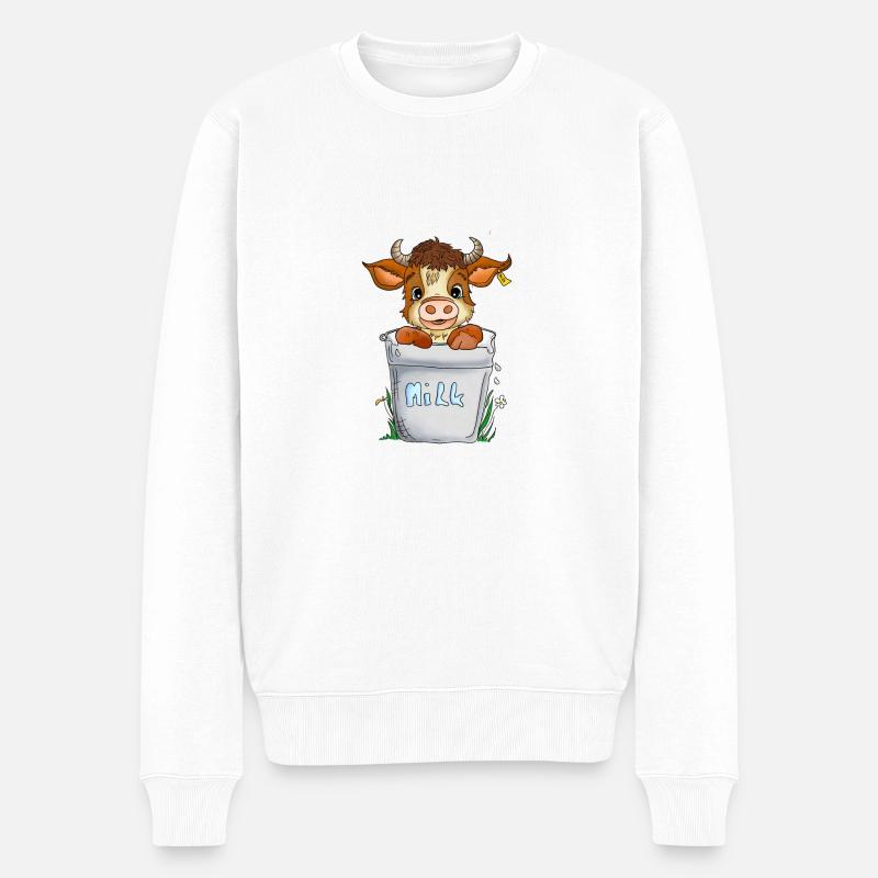 Vache joyeuse - Pull Premium bio Homme - blanc