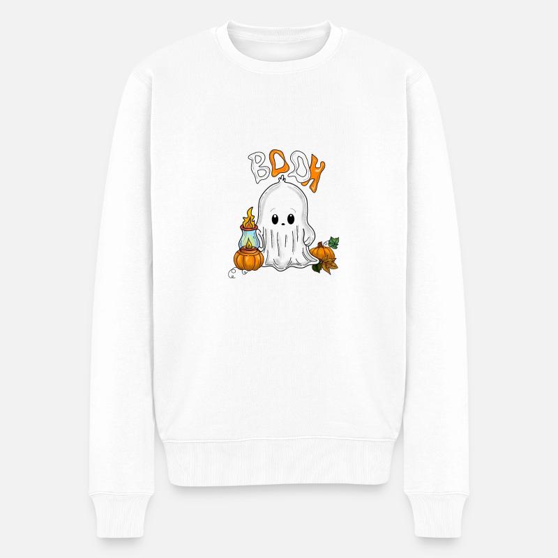 Gespenst - Männer Premium Bio Pullover - Weiß