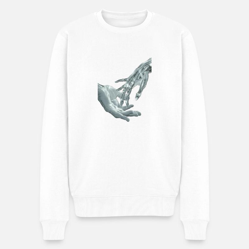 Mains - Pull Premium bio Homme - blanc