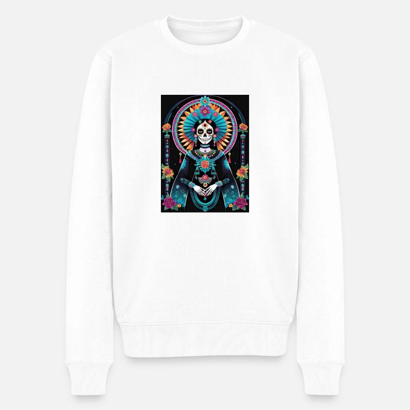 LA CATRINA DELUXE - Männer Premium Bio Pullover - Weiß
