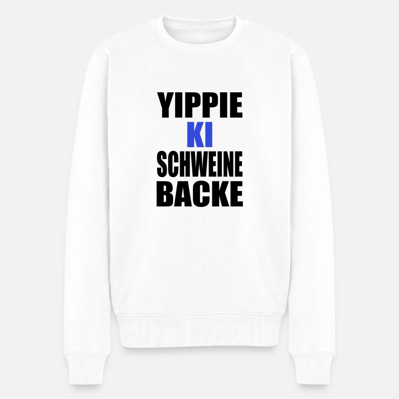 Yippie AI Joue de cochon - Pull Premium bio Homme - blanc
