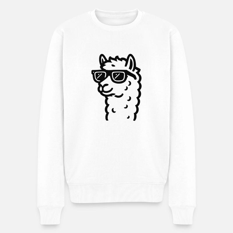 lama sonnenbrille - Männer Premium Bio Pullover - Weiß
