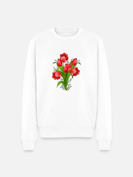 Blumen - Männer Premium Bio Pullover - Weiß