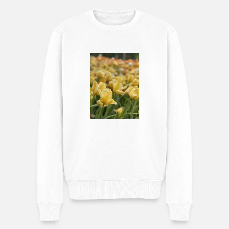 Tulpenmeer gelb - Männer Premium Bio Pullover - Weiß