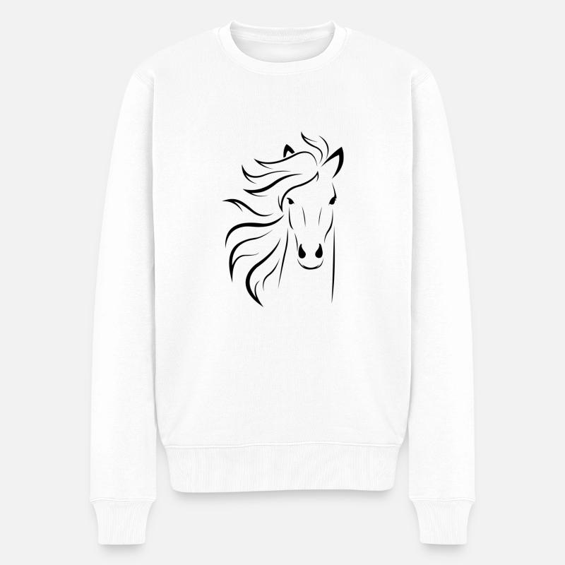 Pferd - Männer Premium Bio Pullover - Weiß