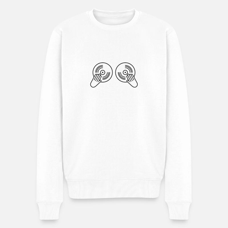 Techno Music DJ Discjokey - Männer Premium Bio Pullover - Weiß