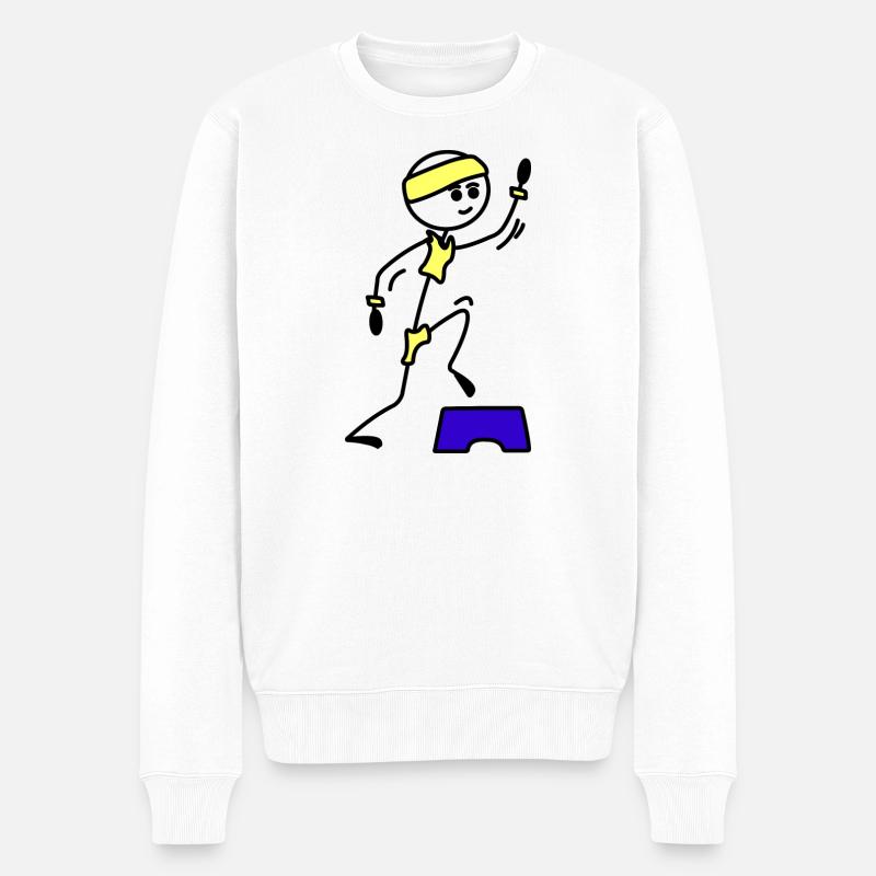 Schritte oder Aerobic Mädchen Trainingsübung - Männer Premium Bio Pullover - Weiß