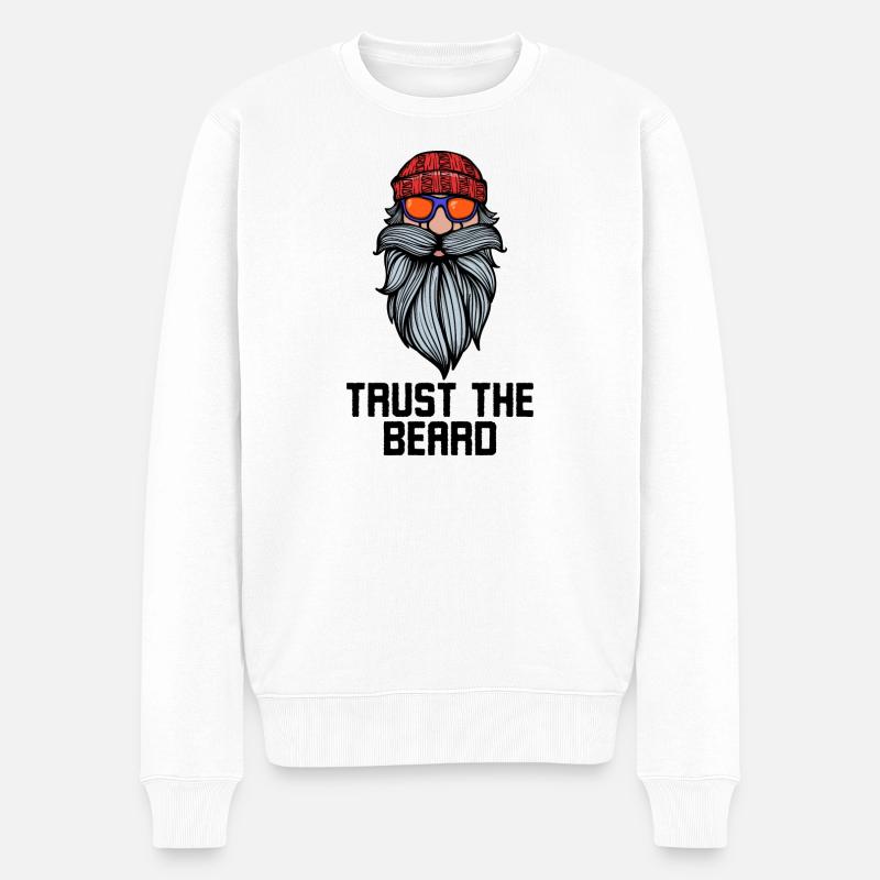 Gesichtsbehaarung Bart Statement Bärtig Vollbart - Männer Premium Bio Pullover - Weiß