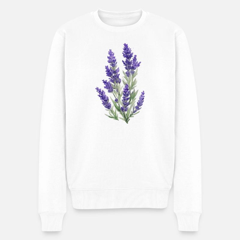 Lavendel - Männer Premium Bio Pullover - Weiß