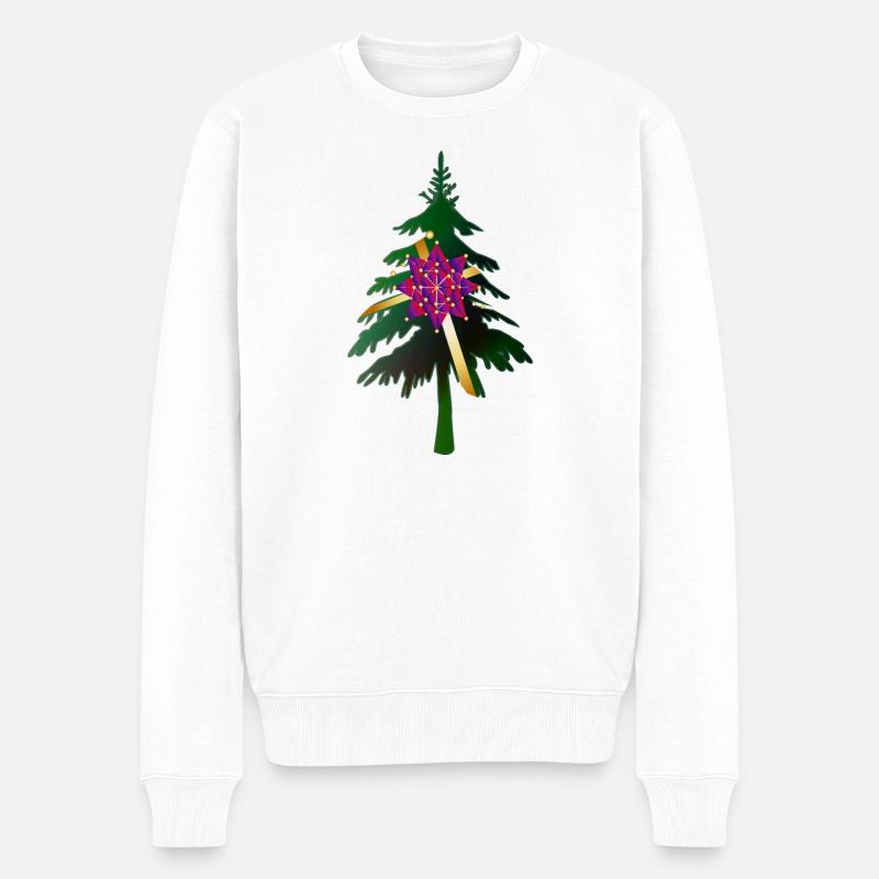 Christbaum oder Weihnachtsbaum & Geschenkschleife - Männer Premium Bio Pullover - Weiß