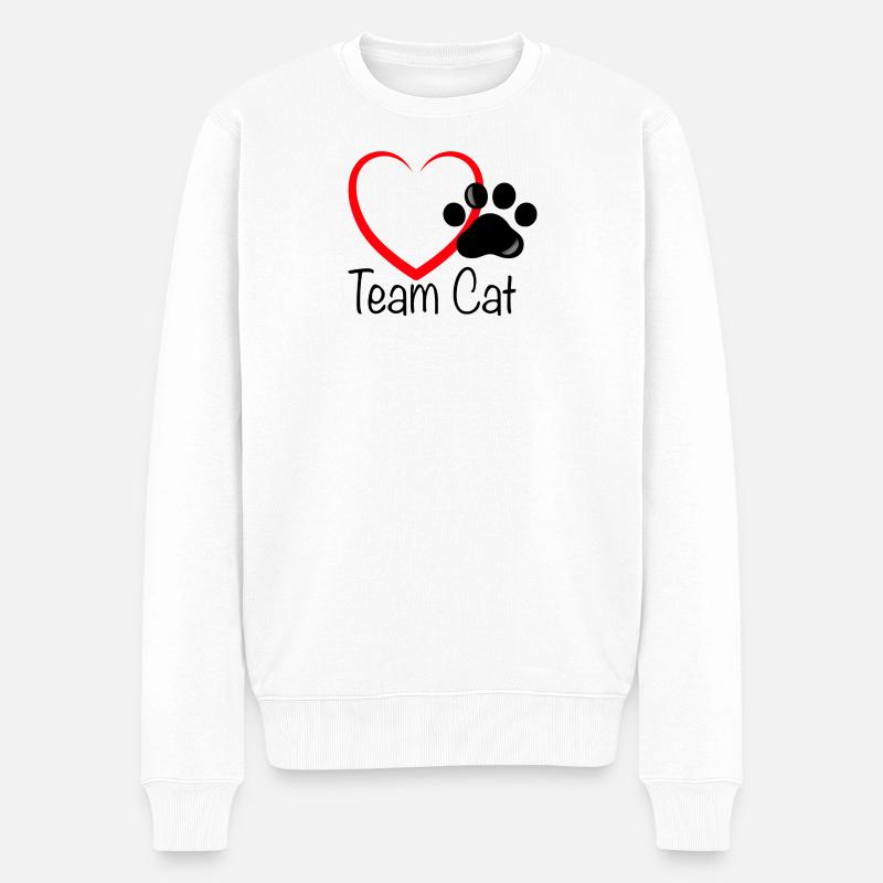 Team Cat mit Herz - Männer Premium Bio Pullover - Weiß
