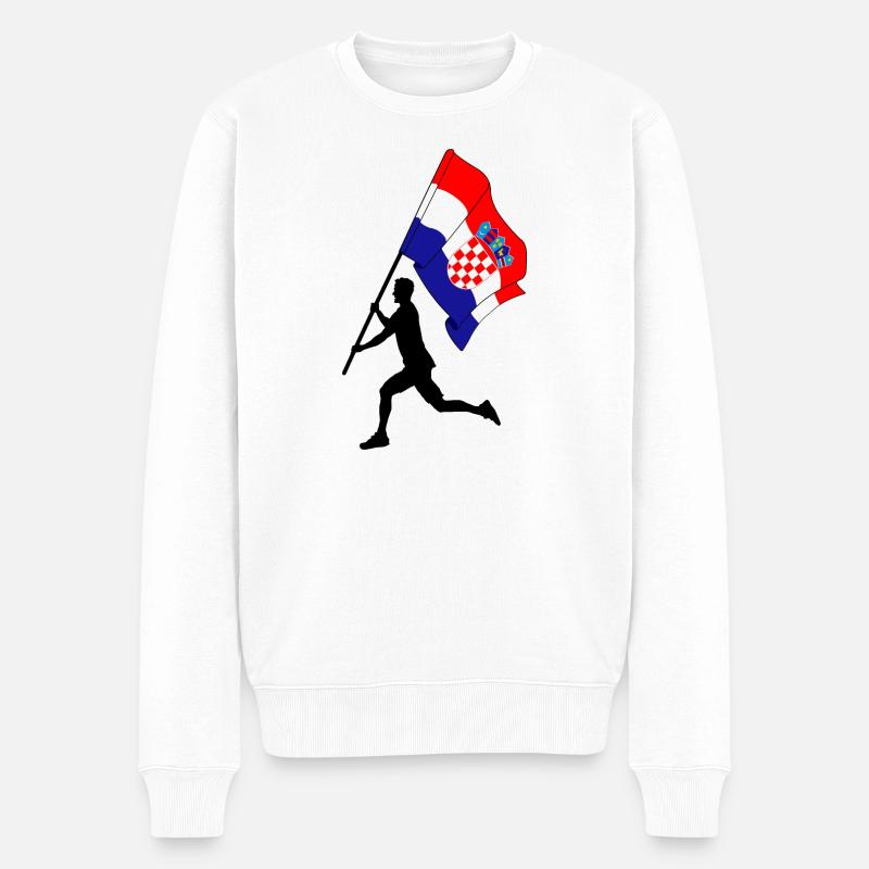 Flagge Kroatien Mann läuft - Männer Premium Bio Pullover - Weiß