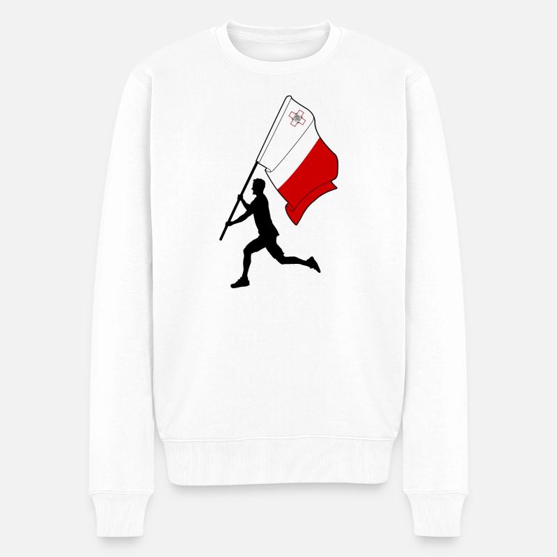Flagge Malta Mann läuft - Männer Premium Bio Pullover - Weiß