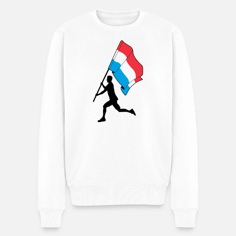 Drapeau Luxembourg homme en course - Pull Premium bio Homme - blanc