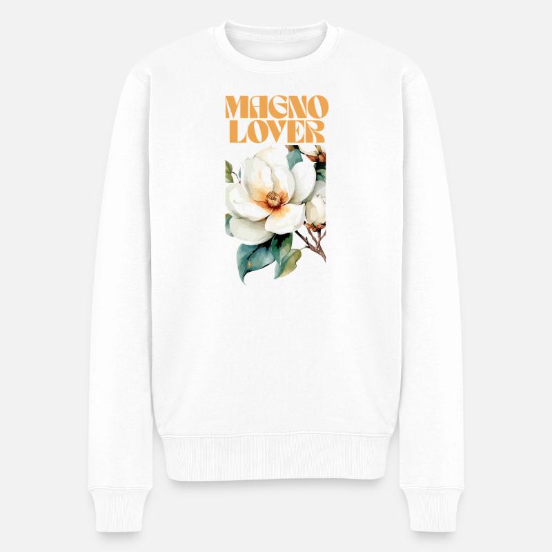 Conception botanique Magnolia Love - Pull Premium bio Homme - blanc