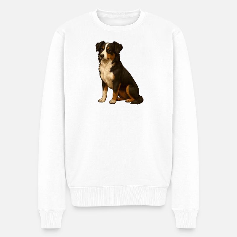 Border Collie - Männer Premium Bio Pullover - Weiß