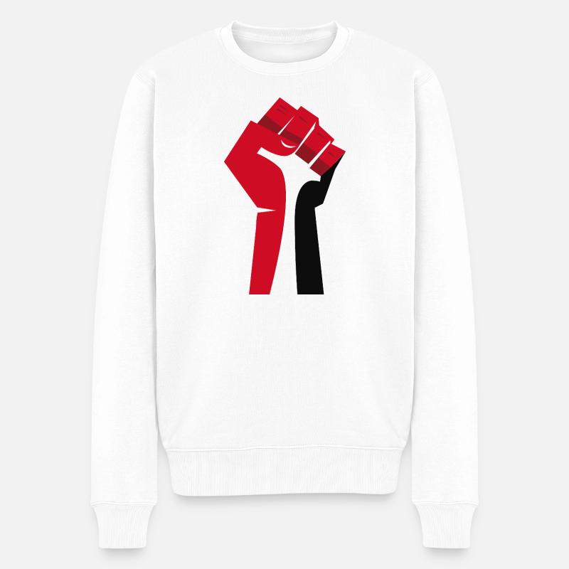 Le poing levé (rouge, blanc, noir) - Pull Premium bio Homme - blanc