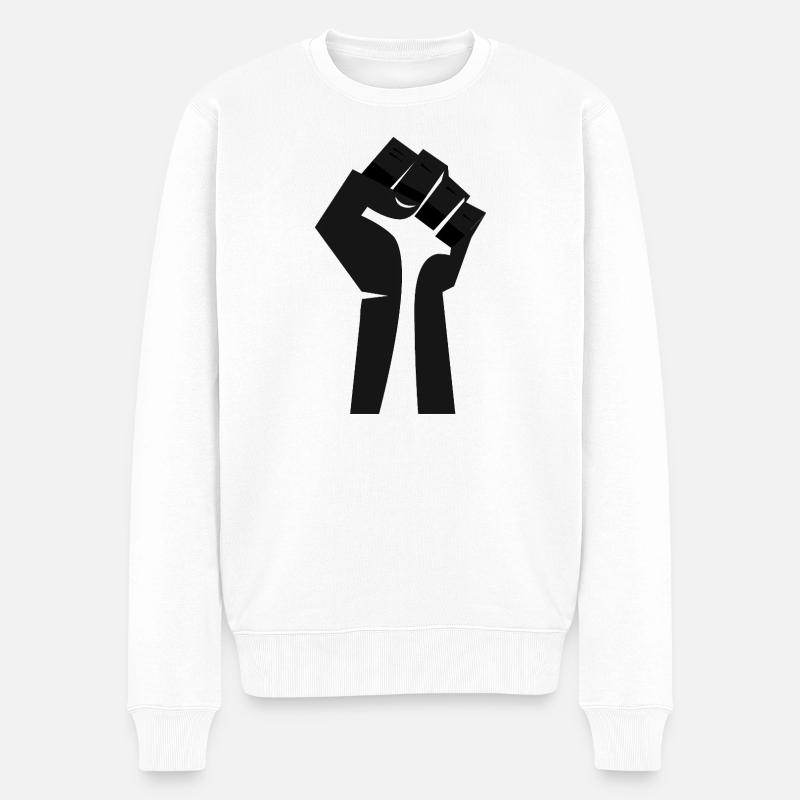 Le Poing levé - Noir & Blanc - Pull Premium bio Homme - blanc
