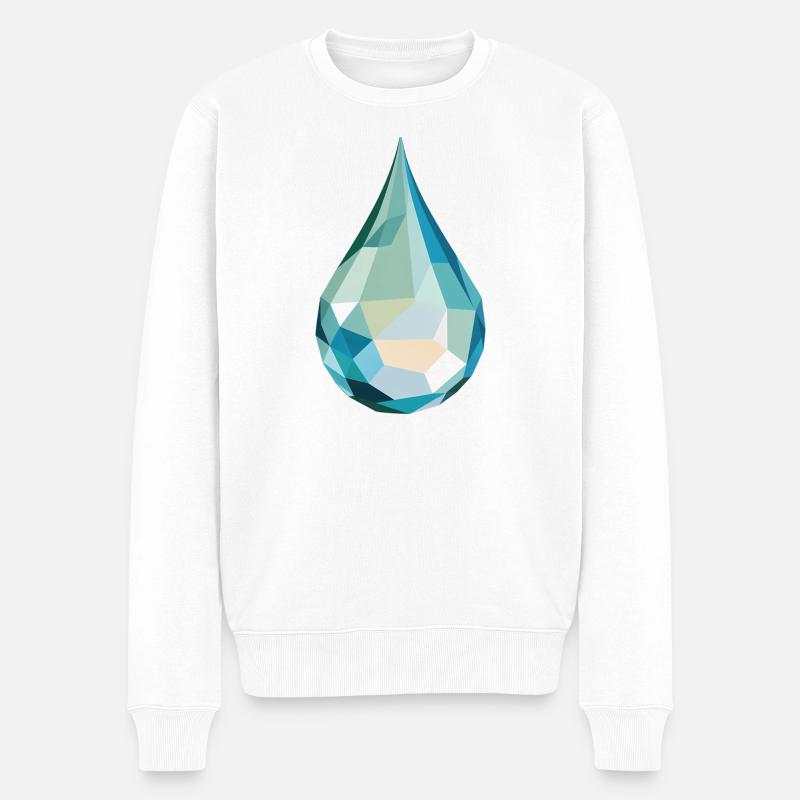 Goutte d’eau - Logo Low Poly cool - Pull Premium bio Homme - blanc