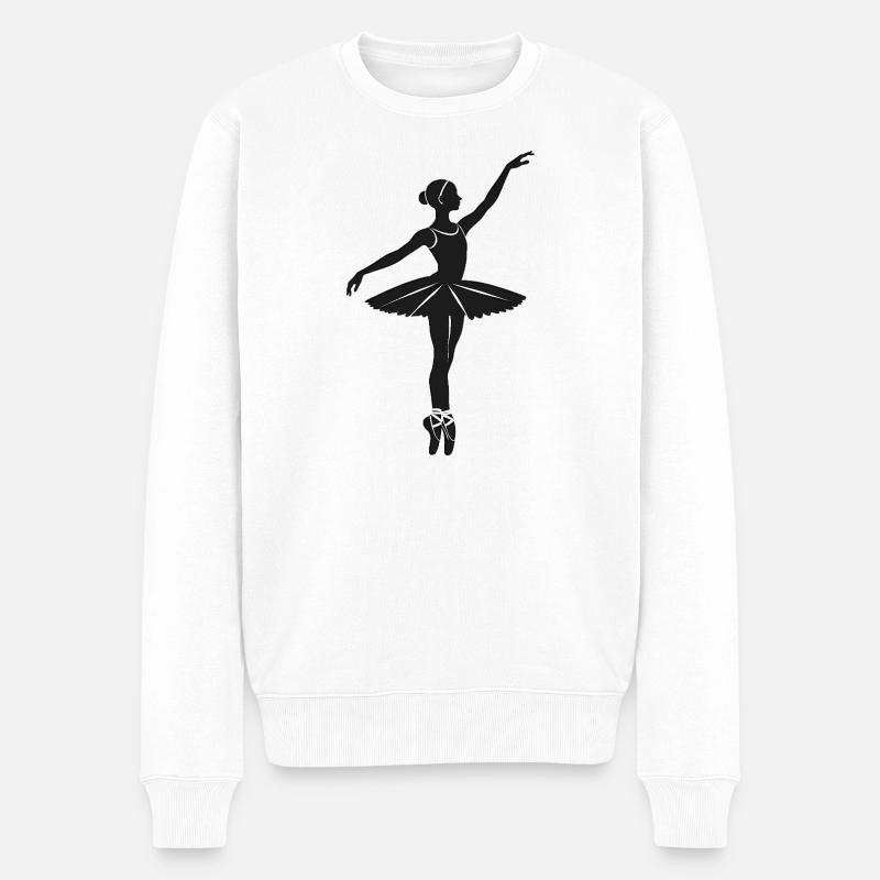 Ballerina - Cooles Silhouetten-Logo - Männer Premium Bio Pullover - Weiß