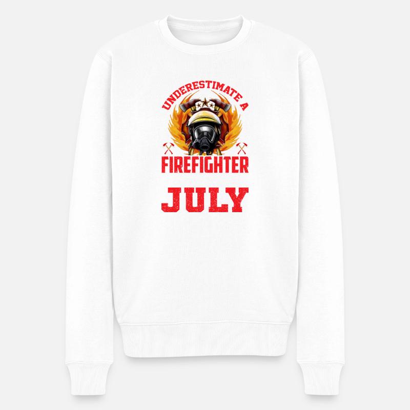 Anniversaire Pompier Juillet - Pull Premium bio Homme - blanc
