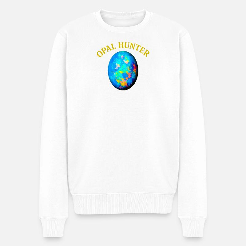 Opal Hunter: Bunter Eierdruck - Männer Premium Bio Pullover - Weiß