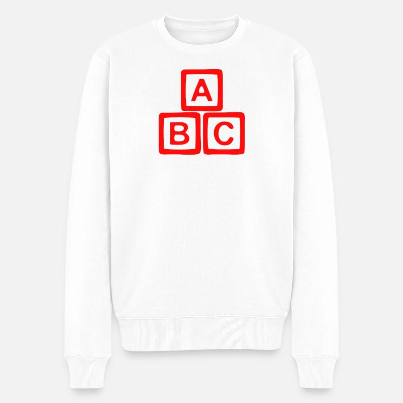 Conception contrastée de bloc ABC - Pull Premium bio Homme - blanc