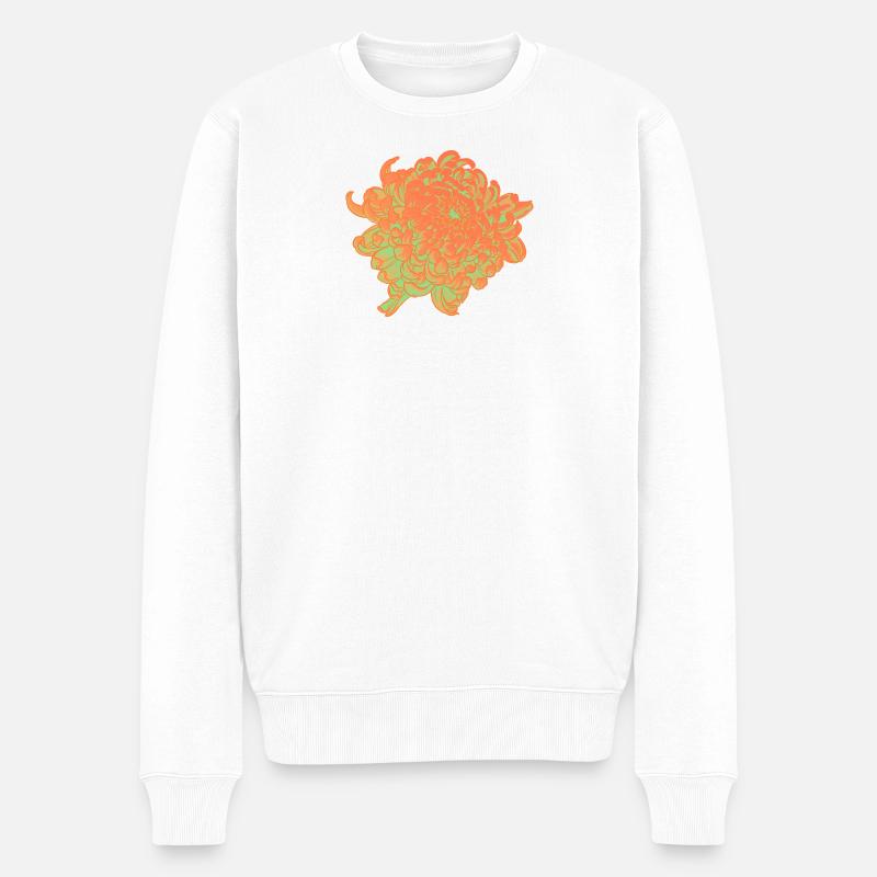 Chrysanthemen-Neonblüten - Männer Premium Bio Pullover - Weiß