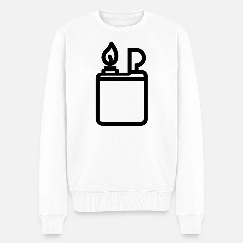 Feuerzeug - Männer Premium Bio Pullover - Weiß