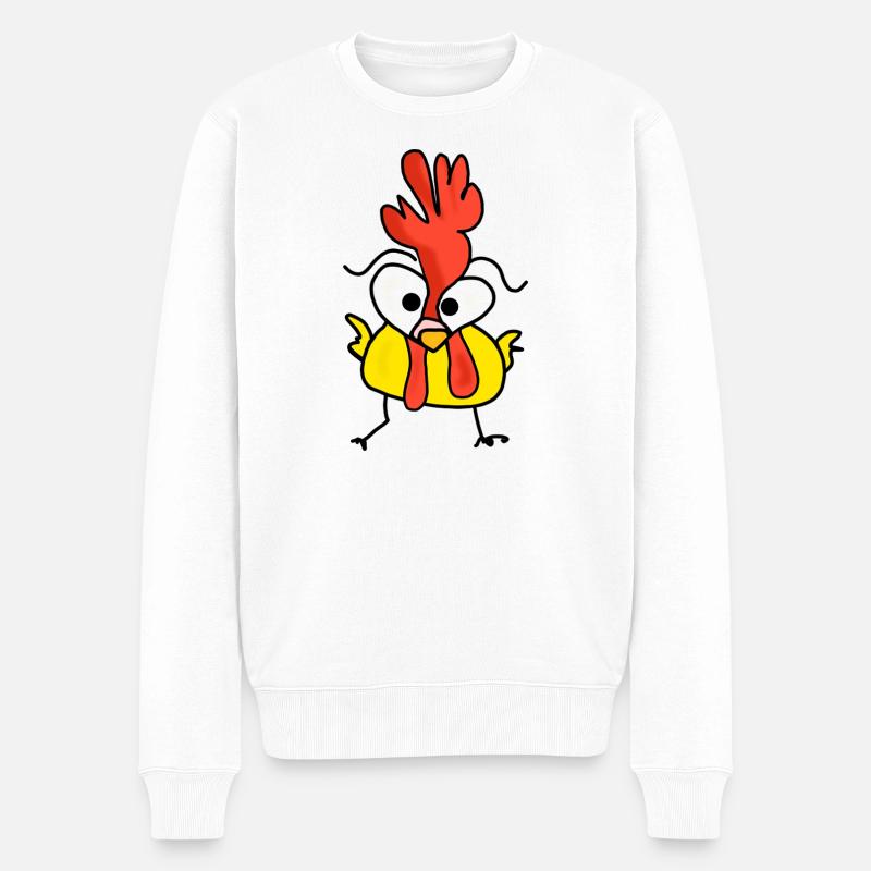 glücklicher männlicher Hahn  - Männer Premium Bio Pullover - Weiß