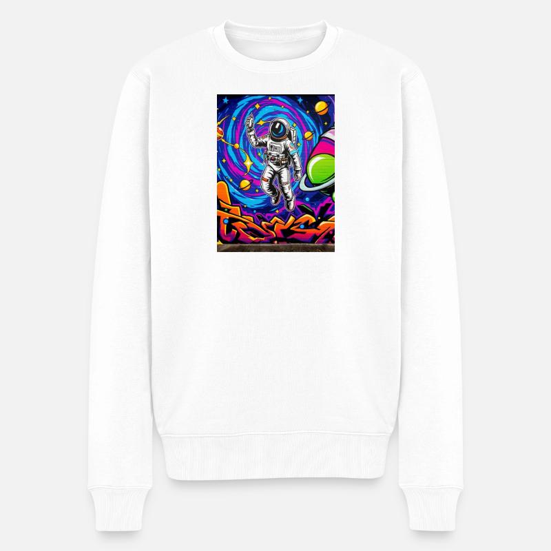 Astronaute dans l’univers du graffiti - Pull Premium bio Homme - blanc