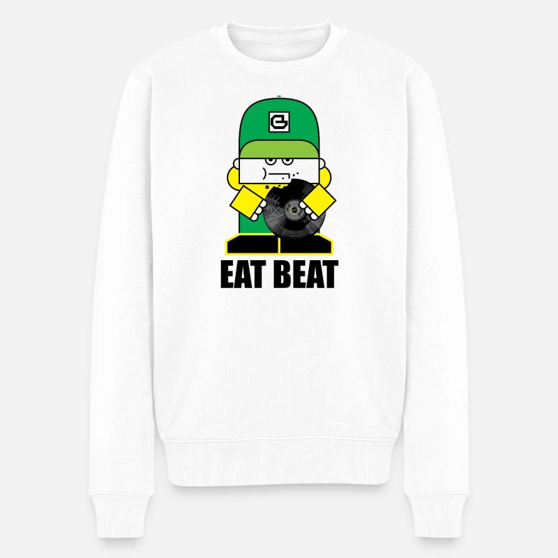 Eat Beat Vinyl Kid - Männer Premium Bio Pullover - Weiß