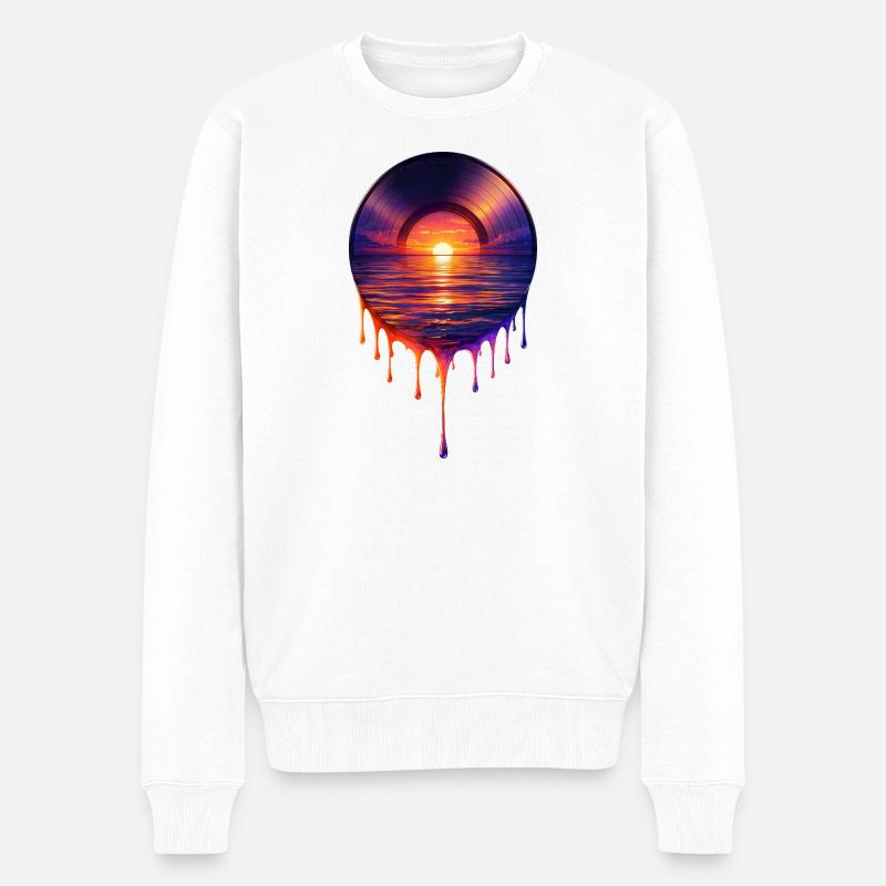 Tropfendes Vinyl - Männer Premium Bio Pullover - Weiß
