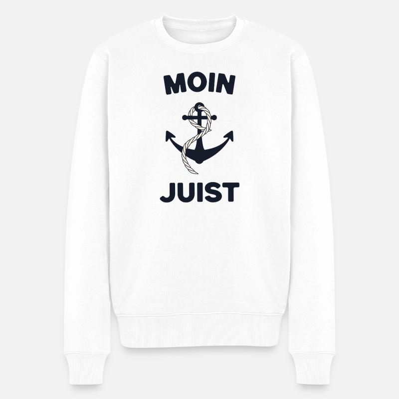 Moin Juist – Maritimes Anker-Design - Männer Premium Bio Pullover - Weiß