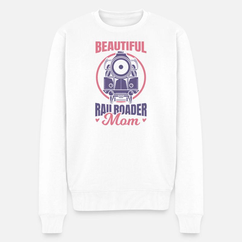 Eisenbahner Mama - Männer Premium Bio Pullover - Weiß