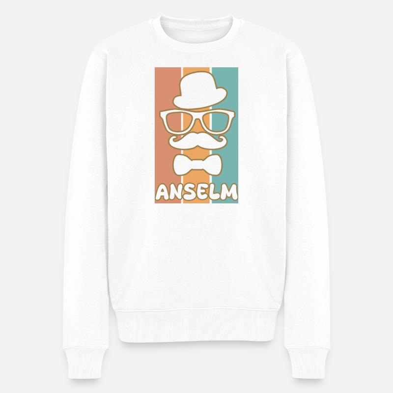 Name Anselm - Männer Premium Bio Pullover - Weiß