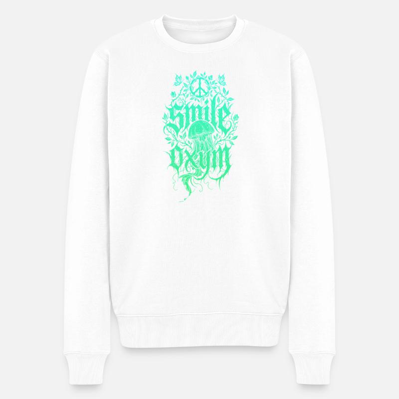 Jungle de méduses d’algues lumineuses - Pull Premium bio Homme - blanc