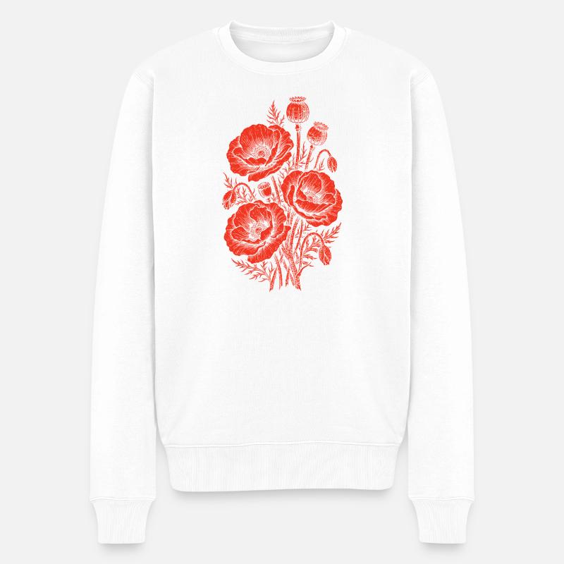Bouquet de coquelicots cramoisis - Pull Premium bio Homme - blanc