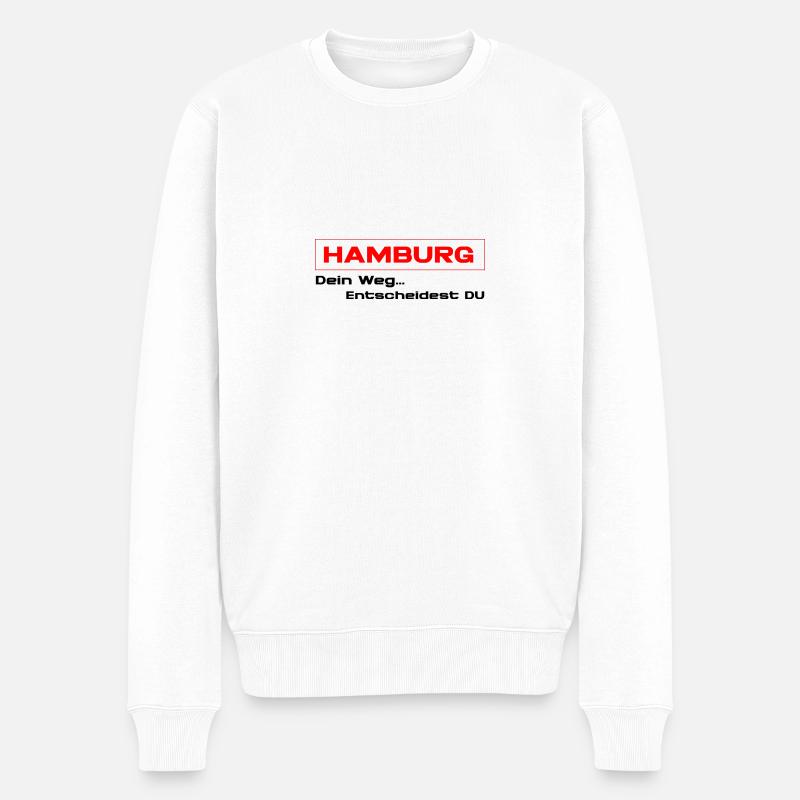 Hamburger Weg - Männer Premium Bio Pullover - Weiß