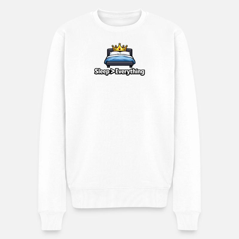 Funny Sleep Lover Crown Bed Design - Pull Premium bio Homme - blanc